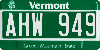 VT license plate AHW949