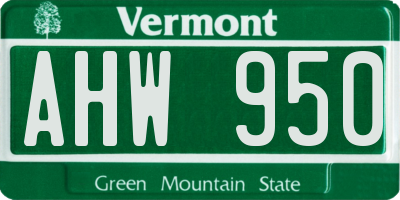 VT license plate AHW950