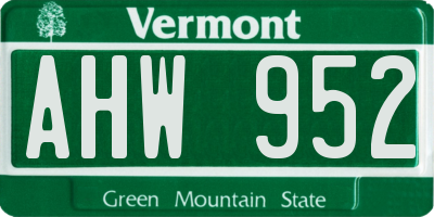 VT license plate AHW952