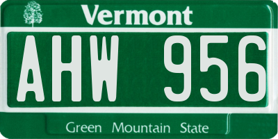 VT license plate AHW956