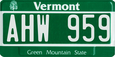VT license plate AHW959