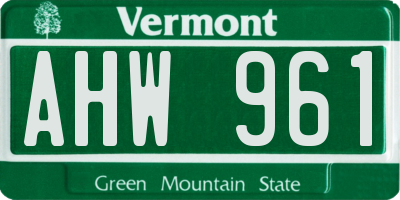 VT license plate AHW961