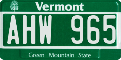 VT license plate AHW965