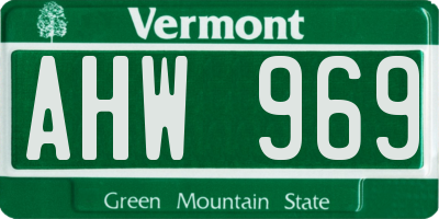 VT license plate AHW969