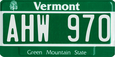 VT license plate AHW970