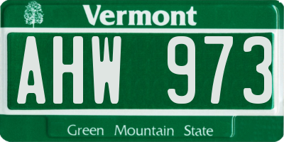 VT license plate AHW973