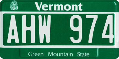 VT license plate AHW974