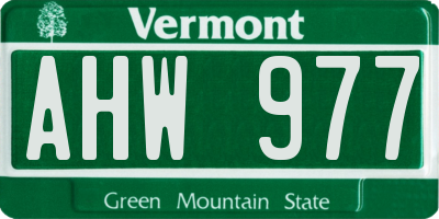 VT license plate AHW977