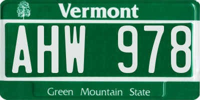 VT license plate AHW978