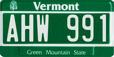 VT license plate AHW991