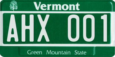 VT license plate AHX001