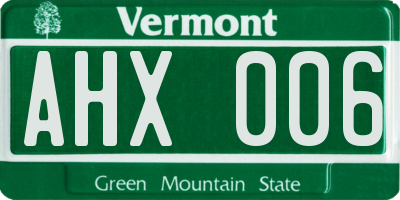 VT license plate AHX006