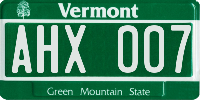 VT license plate AHX007