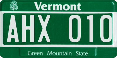 VT license plate AHX010