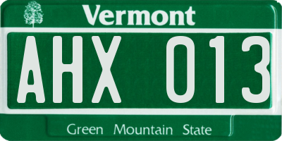 VT license plate AHX013
