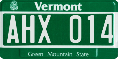 VT license plate AHX014