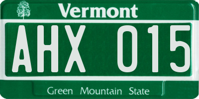 VT license plate AHX015