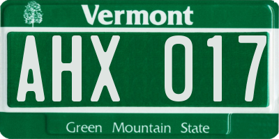 VT license plate AHX017