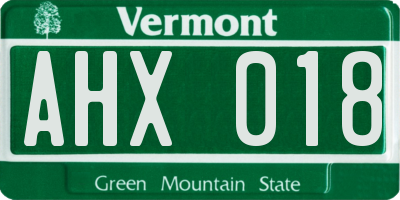 VT license plate AHX018