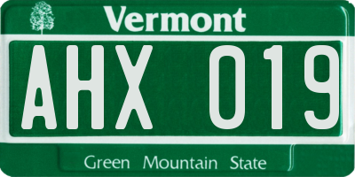 VT license plate AHX019