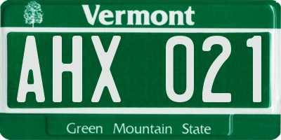 VT license plate AHX021