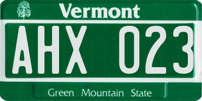VT license plate AHX023