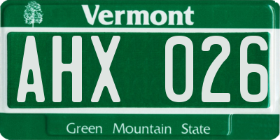 VT license plate AHX026