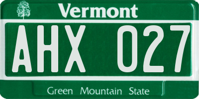 VT license plate AHX027