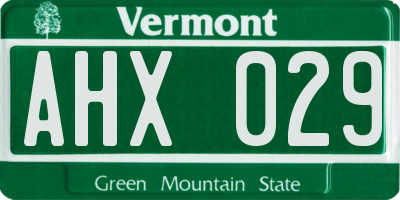 VT license plate AHX029