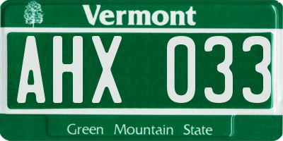 VT license plate AHX033