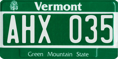 VT license plate AHX035