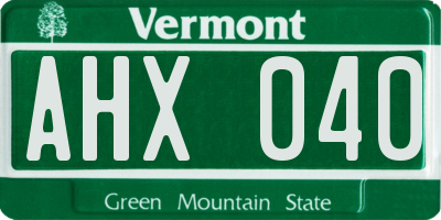 VT license plate AHX040