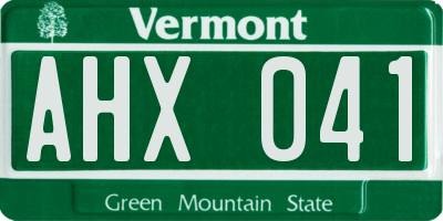 VT license plate AHX041