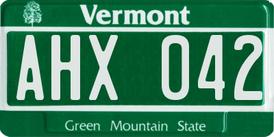 VT license plate AHX042