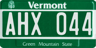 VT license plate AHX044