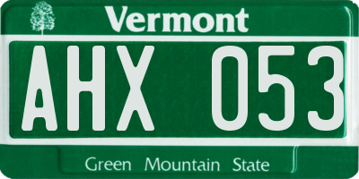 VT license plate AHX053