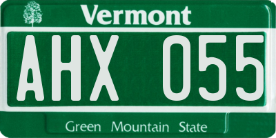 VT license plate AHX055