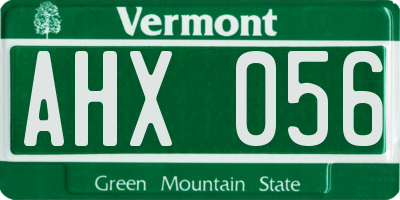 VT license plate AHX056