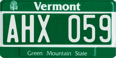 VT license plate AHX059