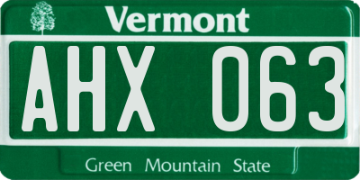 VT license plate AHX063