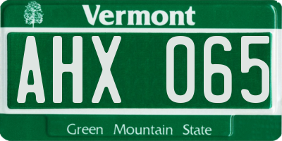 VT license plate AHX065