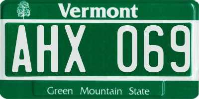 VT license plate AHX069