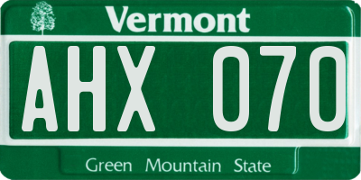 VT license plate AHX070