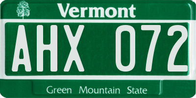 VT license plate AHX072