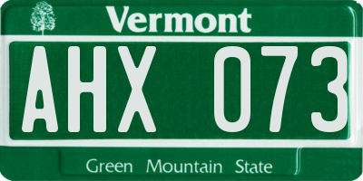 VT license plate AHX073