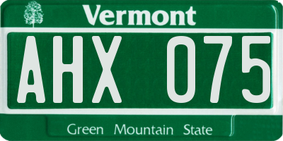 VT license plate AHX075