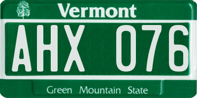 VT license plate AHX076