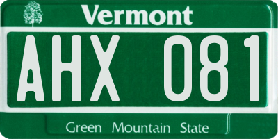 VT license plate AHX081