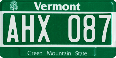 VT license plate AHX087