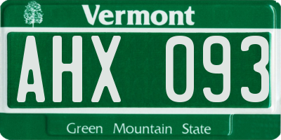 VT license plate AHX093